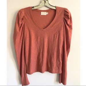 NATION Ltd. puff sleeve V-neck tee XS